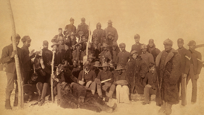 Old photograph of a regiment of buffalo soldiers
