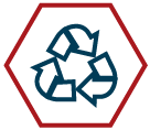 Recycling icon representing biodegradable bullet casings