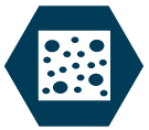 Icon of a square of metal filled with holes to represent metal foam